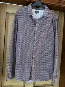 Mens Burgundy Red Spot Linea Long Sleeve Dress Shirt Size XL Smart Cotton - Picture 1 of 4