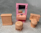 Vintage Marx ARGO Doll House Furniture - 4-pc Bathroom Pink/Peach