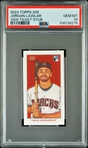 POP 1 JORDAN LAWLAR PSA 10 2024 TOPPS 206 1909 TICKET STUB VARIATION SP /15 RC - Picture 1 of 2