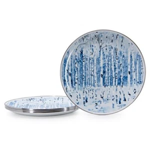 Golden Rabbit Enamelware Aspen Grove Pattern 10.75" Dinner Plate, Set of 4 - Picture 1 of 2