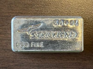 RARE 5oz Strickland Vintage Poured 999 Silver Bar  Old Pour - Picture 1 of 2