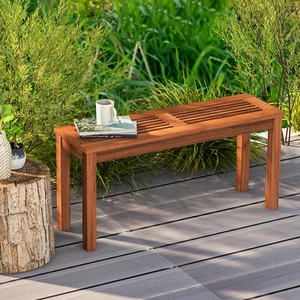 Patio 2-Seater Outdoor Dining Bench Backless Bench Solid Wood Garden Backyard - Picture 1 of 6