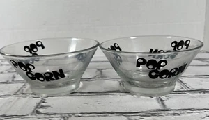 "Cuenco palomitas de vidrio vintage Wheaton de 5"" letras negras palabras retro MCM 70s X2" - Imagen 1 de 10