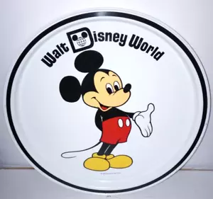 Vassoio vintage Walt Disney World Topolino - 11" metallo rotondo - usato - indossato - Foto 1 di 5