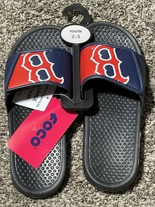 NEW FOCO Boston Red Sox Youth KIDS Slides Flip Flops Size 2-3 - Picture 1 of 3