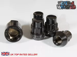 4 x Black Locking Wheel Nuts M12x1.5 Fits Volvo V40 S40 V50 C30 C70 S90 V90 - Picture 1 of 2