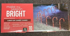 Candy Cane Lights w/ Stake, 10 count, Outdoor, 11.5in Tall - Picture 1 of 2
