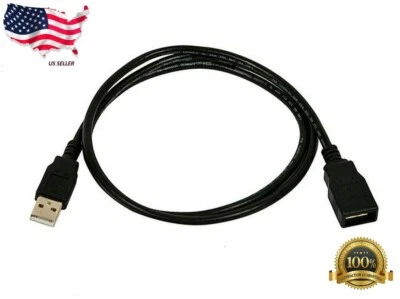 USB 2.0 Extension Extender Cable Cord Standard Type A Male to A Female M/F Black - Image 1 of 3