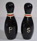Vintage Bowling Pin Salt & Pepper Shakers Hand Painted Redware Japan
