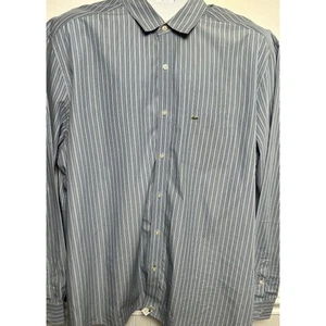 Lacoste Mens Slim Fit Shirt 46 XXL Cotton Button-Down Long Sleeve Blue - Picture 1 of 9