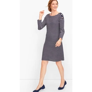 Abito tubino donna Talbots in maglia taglia MP blu navy scuro a righe  - Foto 1 di 12