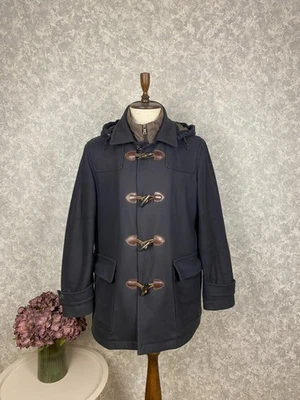 Hackett London Dark Blue Wool Mix Hooded Thermore Insulated Duffle Coat L - Image 1 of 4
