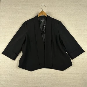 Black Label by Evan Picone Black Open Blazer Size 16 3/4 Sleeve Women’s Suit - Picture 1 of 7