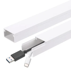 10pcs Cord Hider Wall 15inx0.94inx0.55in Cable Cover Adhesive Wire Hider,White - Afbeelding 1 van 7