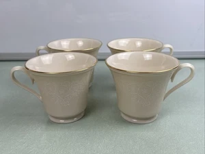 Lenox Moonspun Tea Coffee Pedestal Cups Gold Trim Lot USA Special Ivory White - Picture 1 of 10