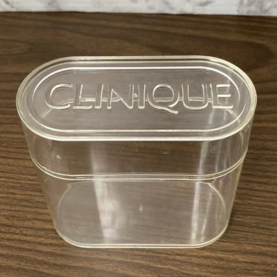 复古 Clinique 化妆品存储容器盒 透明塑料 — 第 1/4 张图片