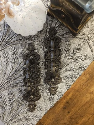 2 柜把手门抽屉拉手乡村农舍复古外观铸铁 9.5 英寸 — 第 1/4 张图片