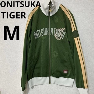 Vintage Onitsuka Tiger Green Embroidered Logo 90S Track Jacket M - Picture 1 of 11