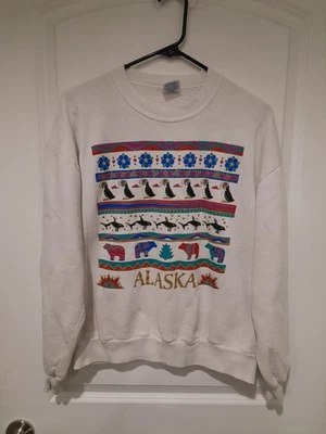 Suéter De Colección Alaska Para Hombres L Jerzees Cuello Redondo Sudadera Oso Ballena Salvaje Años 90 Foto 1 de 4