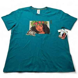 NEW Disney Parks Moana Artwork Teal Women’s Graphic T-shirt Size medium - Picture 1 of 2