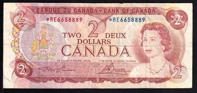 Canada 1974 $2 Two Dollar Replacement Banknote Lawson  - Bouey *RE 6658889 - Image 1 of 2