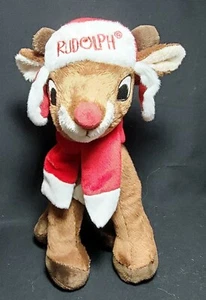 Bufanda sombrero rojo de felpa Dan Dee 12" Rudolph el reno nariz roja - Imagen 1 de 4