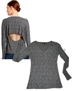 RAG & BONE Heather Black Lightweight JONES l/s VNECK KEYHOLE BACK TOP Mint! XS - Picture 1 of 5