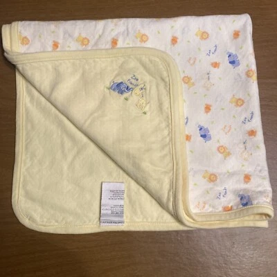 Laura Ashley Yellow Zoo Friends Elephant Lion Giraffe Hippo Baby Blanket Lovey - Image 1 of 4