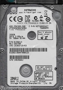 HGST Hitachi HTS543232A7A384 320GB HDD: Z5K320-320 P/N: 0J28213 MLC: DA4788 2.5" - Picture 1 of 1