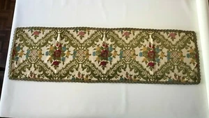 Antique large table runner Europe Belgium tapestry metallic lace brocade floral - Picture 1 of 11