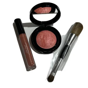 Laura Geller Baked BLUSH N BRIGHTEN Blusher Peach Delight 4.5g Brush & Gloss - Picture 1 of 8