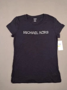 Michael Kors Women's Rhinestone T-Shirt NWT Size Medium Charcoal / Black - Picture 1 of 5