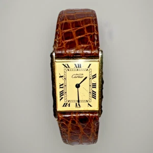 CARTIER Must De Tank Vermeil 925 Gold Plated Cream Dial Unisex Watch SHIPS FREE - Picture 1 of 16