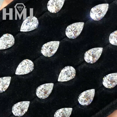 3×5~12×16mm D Color Pear Loose Moissanite Stone VVS1 Gemstone GRA  Brilliant Cut - Image 1 of 4