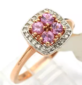 Rosa Saphir & Diamant Ring 14k Roségold 1,00 Karat Gesamtgewicht - Bild 1 von 5