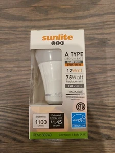 Sunlite LED A19 Bulb Dimmable, 12 Watt, Medium Base 65K Daylight 75 Watt replace - Picture 1 of 7