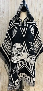 Poncho squadra calcio Dallas Cowboys fatto a mano Sarape Jorongo con cappuccio - Foto 1 di 9