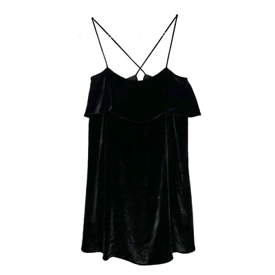 Madewell черный бархат мини-платье женщин размер XL оборки - Изображение 1 из 4