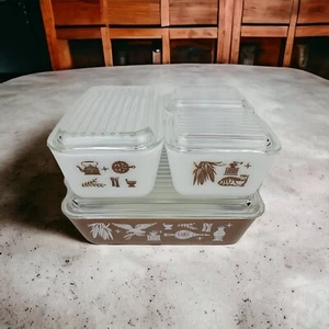 Vintage Pyrex Early American 500-7 Oven Refrigerator Dish Set With Box & Lids - Picture 1 of 23