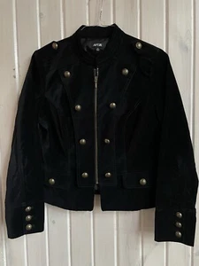 Apt 9 Velvet Jacket Sz 10 Black Gothic Steampunk Military Style Prince - Picture 1 of 7