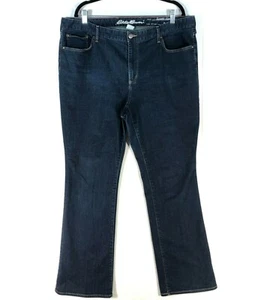 Eddie Bauer Jeans Womens Size 20 Blue Dark Wash Slightly Curvy Bootcut Denim - Picture 1 of 12