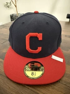 New Era Size 8 3/8 59Fifty Men Cap Cleveland Guardians Navy Road Big Size Hat - Imagen 1 de 8