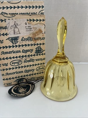 Vintage FENTON 6" Topaz Bell with Box and Hang Tag - Image 1 of 2