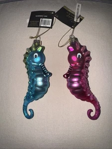 Robert Stanley Blown Glass Beaded Seahorse Christmas Ornament  5" x 2.5" Lot 2 - Picture 1 of 1