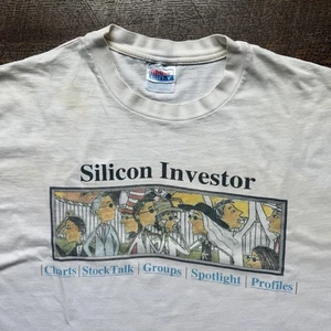 Vintage 90er Herren XL Silikon Investor Aktien Website Tech Art Promo Distressed T-Shirt - Bild 1 von 11