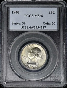 1940 25C Washington Quarter PCGS MS66 - Bild 1 von 2