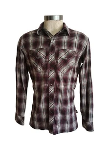 Kuhl Snap Shirt Mens Medium Brown Plaid Long Sleeve Pearl Snap Western - Picture 1 of 11