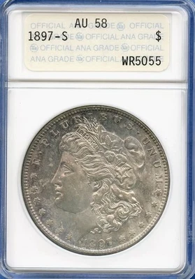 1897-S Morgan Dollar AU-58 Old ANA Soapbox Holder - Image 1 of 4