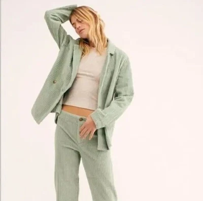 Pantalón Traje Mujer Free People Pequeño Verde Menta Pana Blazer y Pantalones Graceland Foto 1 de 4