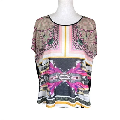 Top tejido bohemio de gran tamaño transparente estampado de coches caramelo Clover Canyon Revolve XS Foto 1 de 4